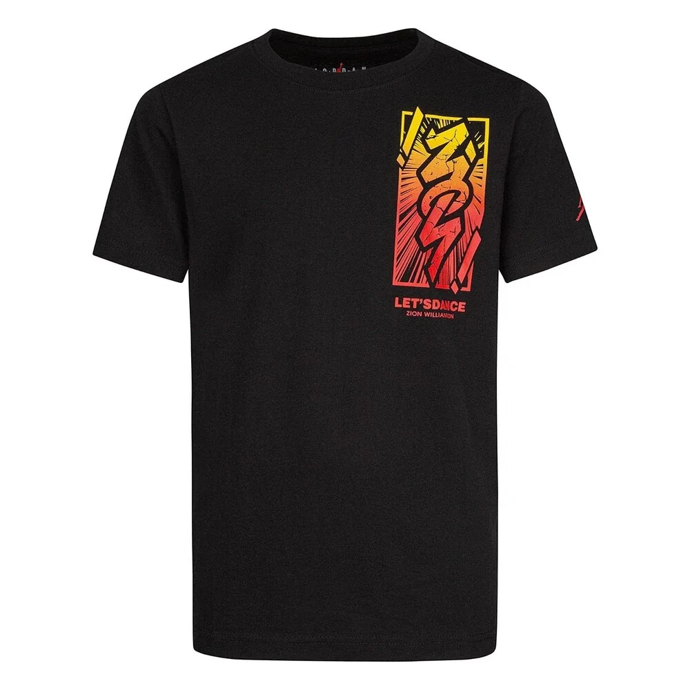 Jordan Zion Let's Dance T-Shirt Boys 2-4 Black Graphic Cotton Crew Neck FROG571